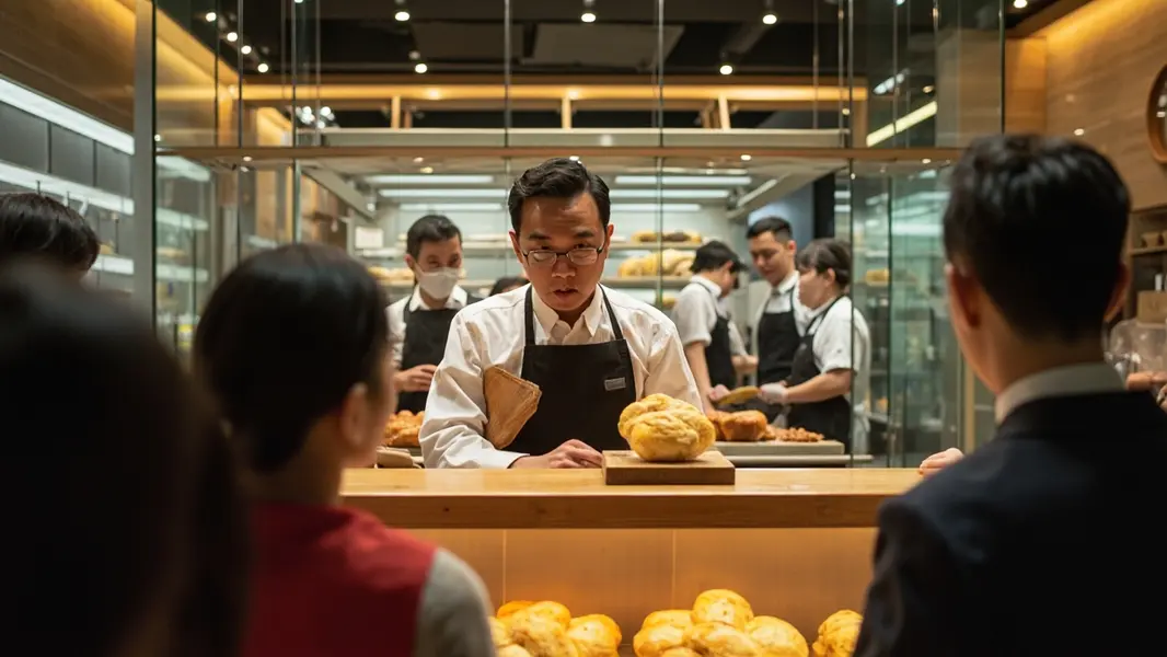 Anh Tú tỉ mỉ chuẩn bị bánh mì tại tiệm gia đình